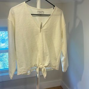 Madewell Cream V-Neck Tie-Front Top